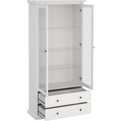 Serveline vitrineskab 2 døre/2 skuffer, hvid