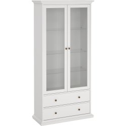 Serveline vitrineskab 2 døre/2 skuffer, hvid