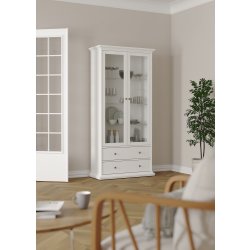 Serveline vitrineskab 2 døre/2 skuffer, hvid