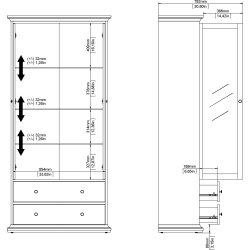 Serveline vitrineskab 2 døre/2 skuffer, hvid