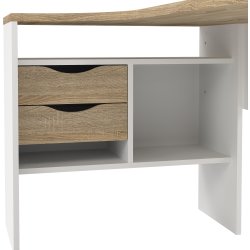 Small Officeline hjørneskrivebord 2 skuf, eg/hvid