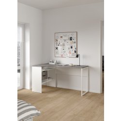 Small Officeline hjørneskrivebord 2 skuf, grå/hvid