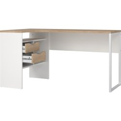 Small Officeline hjørneskrivebord 2 sk, JH eg/hvid