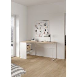 Small Officeline hjørneskrivebord 2 sk, JH eg/hvid