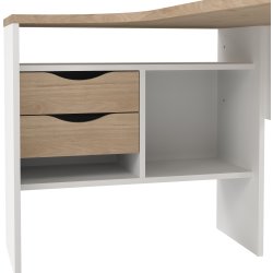 Small Officeline hjørneskrivebord 2 sk, JH eg/hvid