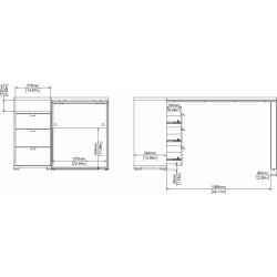Small Officeline hjørneskrivebord 3 skuf, eg/grå