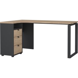 Small Officeline hjørneskrivebord 3 skuf, eg/grå
