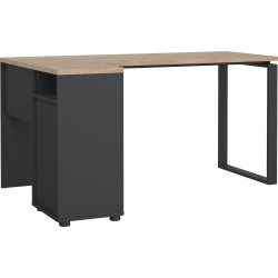 Small Officeline hjørneskrivebord 3 skuf, eg/grå