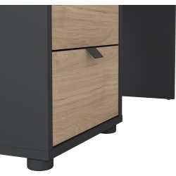 Small Officeline hjørneskrivebord 3 skuf, eg/grå