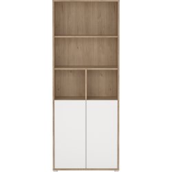 Small Officeline høj bogreol m/2 låger, hvid/eg