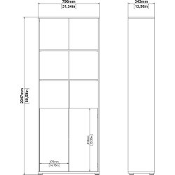 Small Officeline høj bogreol m/2 låger, hvid/eg