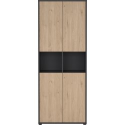 Small Officeline høj bogreol m/4 låger, grå/eg