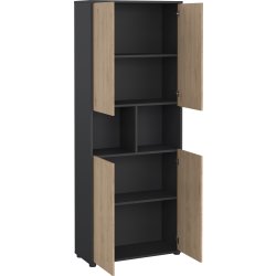 Small Officeline høj bogreol m/4 låger, grå/eg