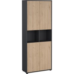 Small Officeline høj bogreol m/4 låger, grå/eg