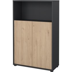 Small Officeline lav bogreol m/2 låger, grå/eg