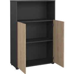 Small Officeline lav bogreol m/2 låger, grå/eg