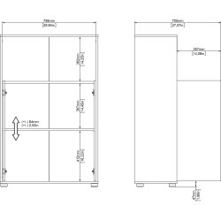 Small Officeline lav bogreol m/2 låger, grå/eg