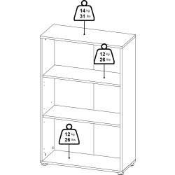 Small Officeline lav bogreol m/2 låger, grå/eg
