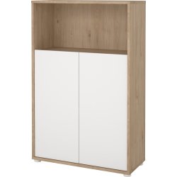 Small Officeline lav bogreol m/2 låger, hvid/eg