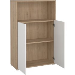 Small Officeline lav bogreol m/2 låger, hvid/eg