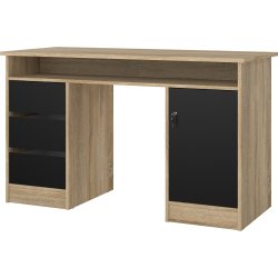 Small Officeline skrivebord 1 skab/3 skuf, eg/sort