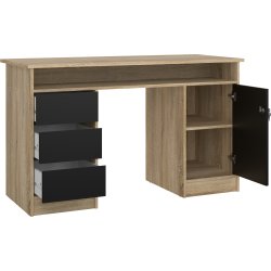 Small Officeline skrivebord 1 skab/3 skuf, eg/sort