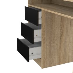 Small Officeline skrivebord 1 skab/3 skuf, eg/sort