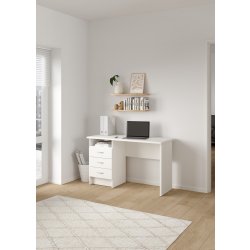 Small Officeline skrivebord 3 skuffer håndt., hvid