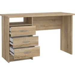 Small Officeline skrivebord 3 skuffer håndt., eg