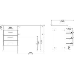 Small Officeline skrivebord 3 skuffer håndt., eg