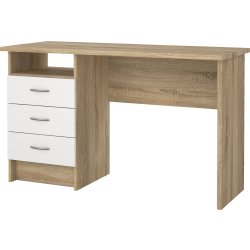 Small Officeline skrivebord 3 skuffer hnd, eg/hvid