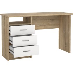 Small Officeline skrivebord 3 skuffer hnd, eg/hvid