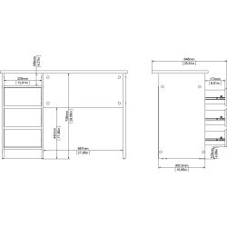 Small Officeline skrivebord 3 skuffer, gråbeige