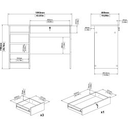 Small Officeline skrivebord 4 skuffer/1 lås, hvid