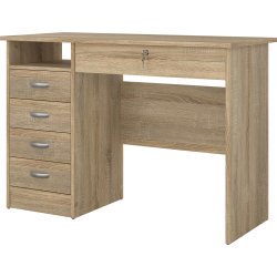 Small Officeline skrivebord 5 skuffer/1 lås, eg