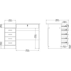 Small Officeline skrivebord 5 skuffer/1 lås, eg