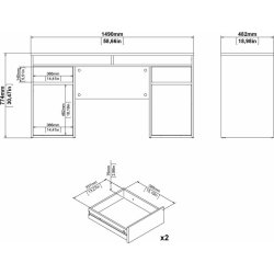 Small Officeline skrivebord m/overdel, hvid
