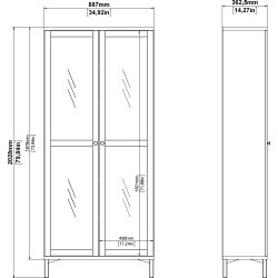 Serveline vitrineskab 2 døre, hvid