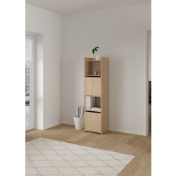 Small Officeline høj bogreol m/2 døre, eg