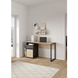 Small Officeline skrivebord 1 skab/1 skf, eg/sort