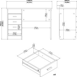 Small Officeline skrivebord 4 skuffer, hvid