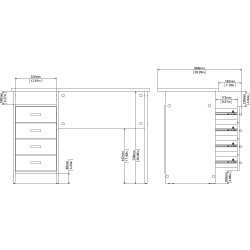 Small Officeline skrivebord 4 skuffer, hvid