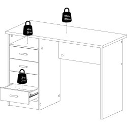 Small Officeline skrivebord 4 skuffer, hvid