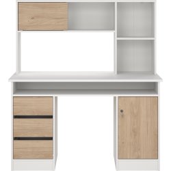 Small Officeline skrivebord m/overdel, eg/hvid