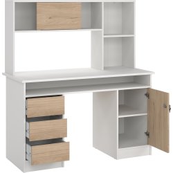 Small Officeline skrivebord m/overdel, eg/hvid