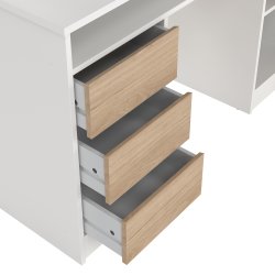 Small Officeline skrivebord m/overdel, eg/hvid