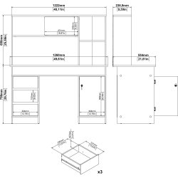 Small Officeline skrivebord m/overdel, eg/hvid