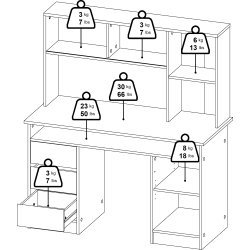 Small Officeline skrivebord m/overdel, eg/hvid