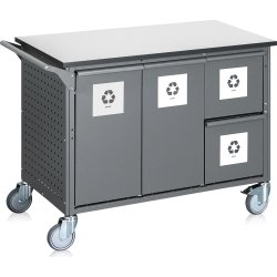 Affaldssorteringsvogn, 8 beholdere, 280 L., grå