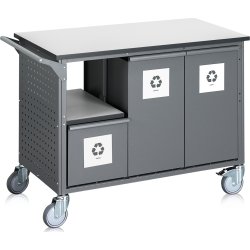 Affaldssorteringsvogn, 6 beholdere, 240 L., grå